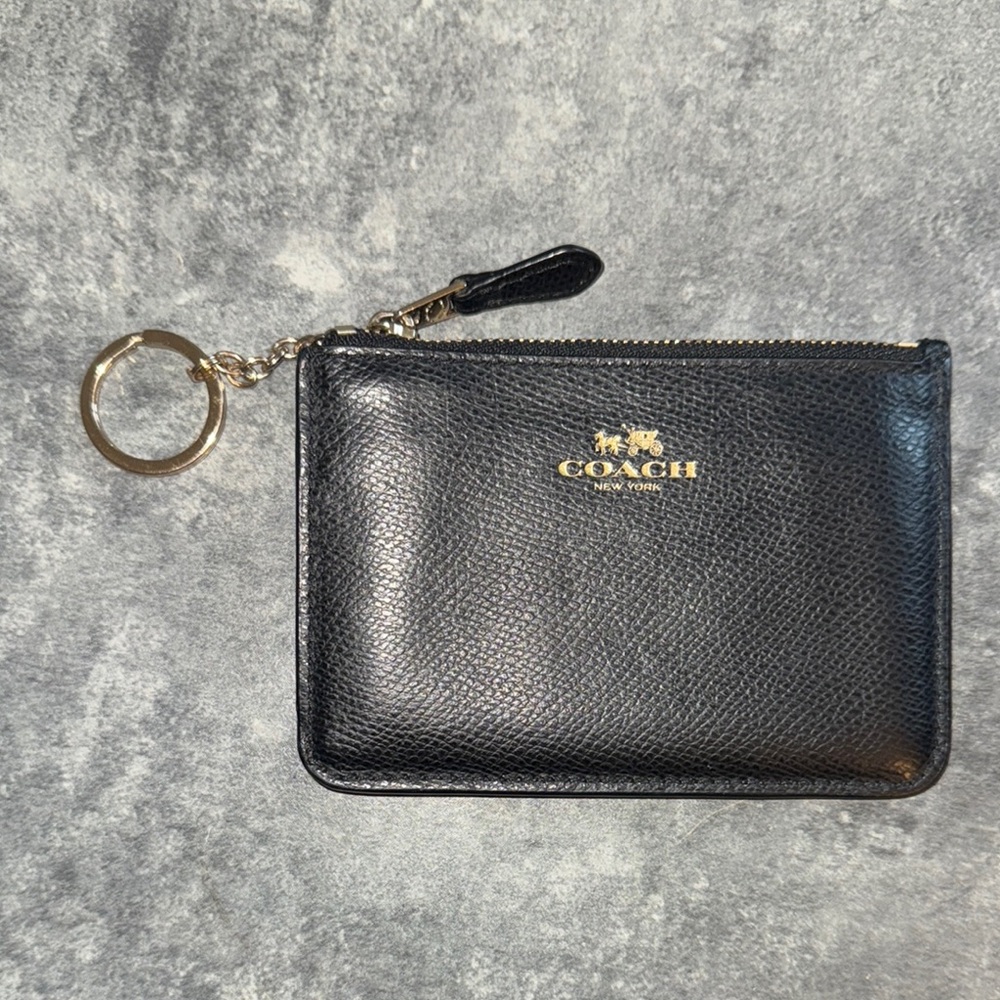 Coach Black Leather Wallet key ring